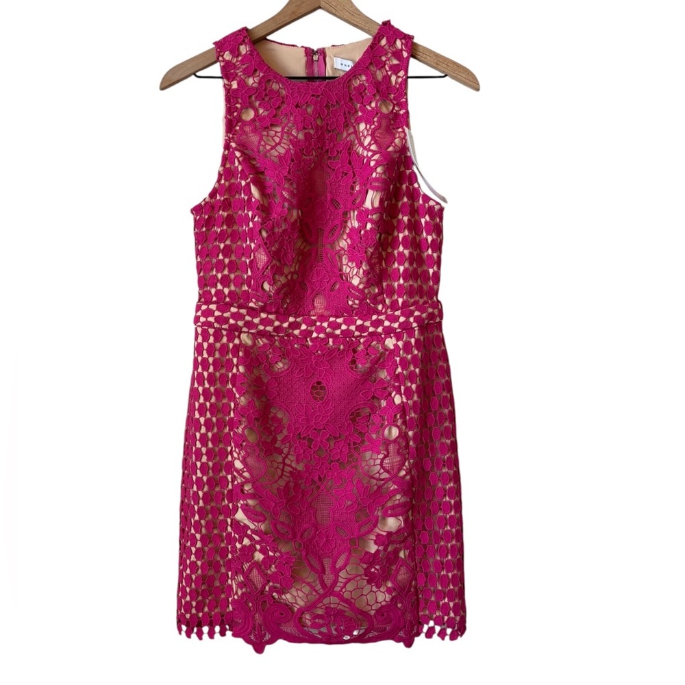 NEW Endless Rose Lace Overlay Mini Shift Dress Sz M Pink Fuschia Cut Out Party - Picture 13 of 13